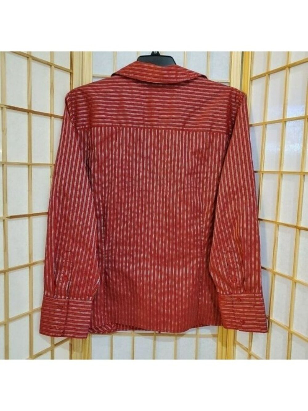 Fred David Striped Red Black Metallic Shirt 22/24W - Picture 2 of 6